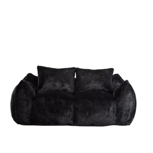 English Elm Giant Ultra Soft Fluffy Loveseat Bean Bag Sofa for Adults, Oversized Shredded Foam Couch with Pillows Black W3723P353894