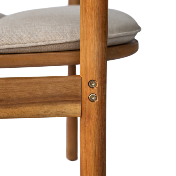English Elm Christopher Knight Home® - Meja Teak Club Chair Set of 2 with Beige Cushions — Acacia & Eucalyptus Wood, Sleek Outdoor Design N775P282498T