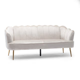 Christopher Knight Home® - Noble House - Reitz Modern Glam Velvet Channel Stitch 3 Seater Shell Sofa