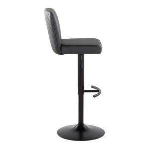 English Elm Henry Contemporary Adjustable Barstools - Set Of 2, Black Faux Leather & Metal, 360° Swivel Comfort B202S00940