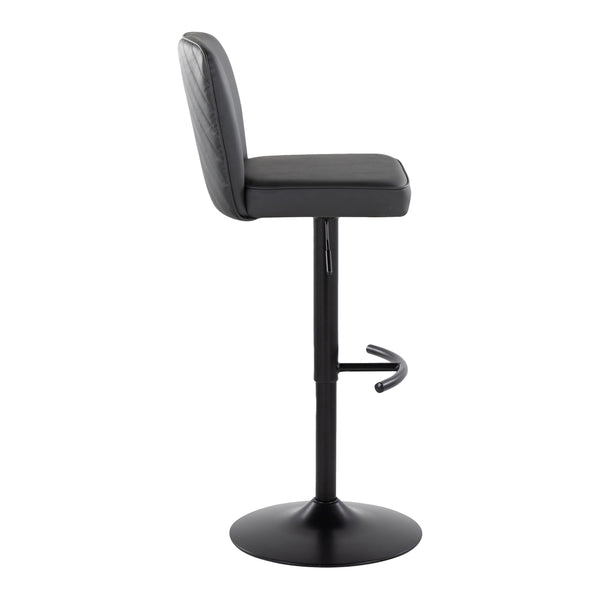 English Elm Henry Contemporary Adjustable Barstools - Set Of 2, Black Faux Leather & Metal, 360° Swivel Comfort B202S00940