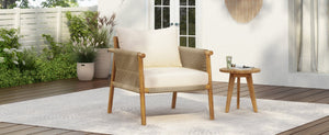 English Elm 28" Woven Outdoor Lounge Chair Solid Wood Frame Polyester Cushions Patio Garden N767P236617T