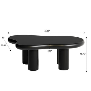 English Elm 46.06" Cloud Coffee Table with Creamy Baking Finish, Cute Curved Corners, Sturdy Legs, Cozy Appeal Black W2853S00067