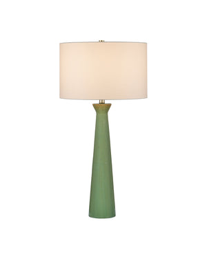 Currey & Company Grassington Table Lamp - Handcrafted Ceramic With Celadon Glaze & Oversized Drum Shade For Elegance Green Ceramic 6000-1042-currey-company
