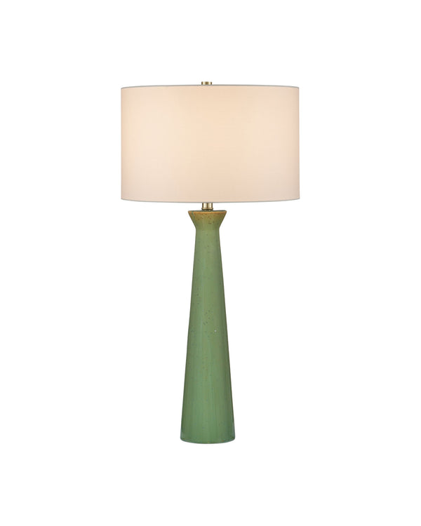 Currey & Company Grassington Table Lamp - Handcrafted Ceramic With Celadon Glaze & Oversized Drum Shade For Elegance Green Ceramic 6000-1042-currey-company