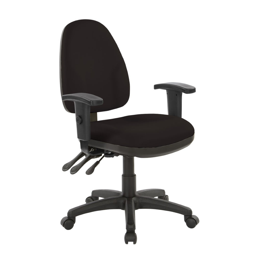 OSP Home Furnishings Dual Function Office Chair with Lumbar Support Foam Seat and Adjustable Arms for Desk Work 36427-R107
