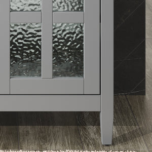 English Elm Christopher Knight Home® - 30" Bathroom Vanity with Ceramic Sink, Solid Wood Legs, Adjustable Shelf, Tip-Out Tray, Soft-Close Hinges, Silver Knobs, Moisture-Resistant Finish Gray N817P286250G