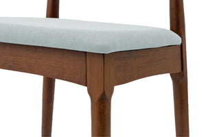 English Elm Mid Century Dining Chairs Set Of 2 - Walnut Frame With Light Grey Upholstery For Stylish Comfort W2812P209776