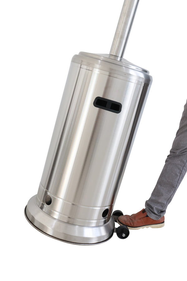 English Elm 46000 Stainless Steel Propane Patio Heater - 46K BTU Steel Gray, Quiet Radiant Heat, Wheels, Safety Cutoff B120P218111