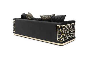 English Elm Talia Sofa with Kiln-Dried Hardwood Frame, Patterned Accents & Gloss Brass Trim for Modern Living Room Black 35 L x 26 W x 92 H B078P301559