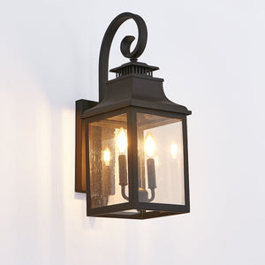 English Elm 23"(H) Vintage Black Outdoor Wall Lantern 2-Pack - Weatherproof Metal Sconce with Clear Seeded Glass W1340110431