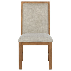 English Elm Survista Natural Brown Upholstered Dining Side Chair Set of 2 — Oatmeal Cushions, Warm Wood Frame, Cozy Dining Appeal B062P375400