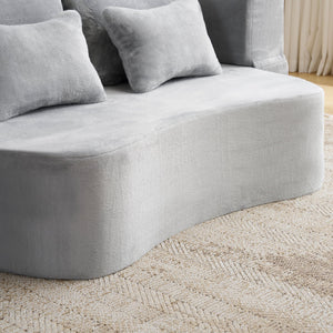 English Elm Queen Plush Floor Sofa Futon with 4 Pillows — Modern Foam Folding Couch Mattress for Living Room Guest Bedroom LIGHT GREY W3612P336072