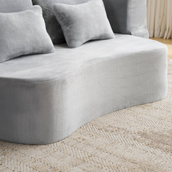 English Elm Queen Plush Floor Sofa Futon with 4 Pillows — Modern Foam Folding Couch Mattress for Living Room Guest Bedroom LIGHT GREY W3612P336072