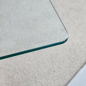 English Elm Contemporary Glass Top Coffee Table with Dual Circle White Mdf Base for Living Room W3875P397147