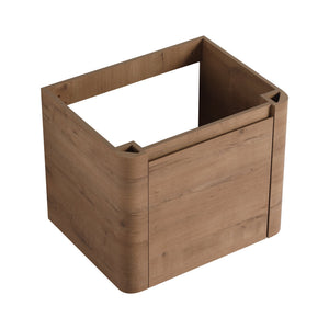English Elm 24'' 24" Wall-Mounted Bathroom Vanity with Ceramic Sink, Soft-Close Door, Plywood Build, Space-Saving Design Imitative Oak W999P317928