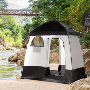 English Elm Outsunny Two Room Pop up Camping Shower Enclosure with Solar Bag and Waterproof Taffeta Walls W2225P200644