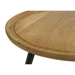 English Elm Zoe Round Mango Wood Coffee Table with Natural Finish and Sleek Metal Legs — Modern Earthy Elegance B062P344949