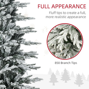 English Elm Homcom 7.5Ft Prelit Snow Flocked Christmas Tree With 350 Warm Lights & Auto Open Design For Easy Setup W2225P249631