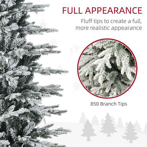 English Elm Homcom 7.5Ft Prelit Snow Flocked Christmas Tree With 350 Warm Lights & Auto Open Design For Easy Setup W2225P249631