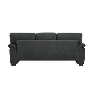 English Elm 3-seater Track Arm Sofa Tufted Textured Fabric Couch for Modern Living Rooms Dark Gray W5568S00009
