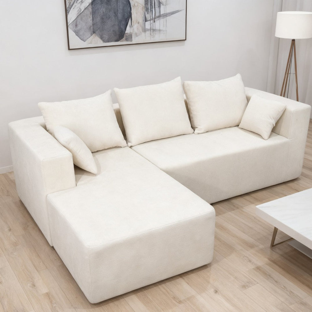 English Elm Combination Linen Sectional Sofa Bed Modular Left Corner Design for Living Rooms W3064S00003