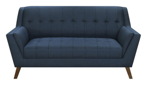 English Elm Wallace & Bay - Blue Mid-Century Loveseat in Navy Peacock Fabric — Stylish 2-Seater, Easy-Care, Compact 65.3"W Sofa B361P384454