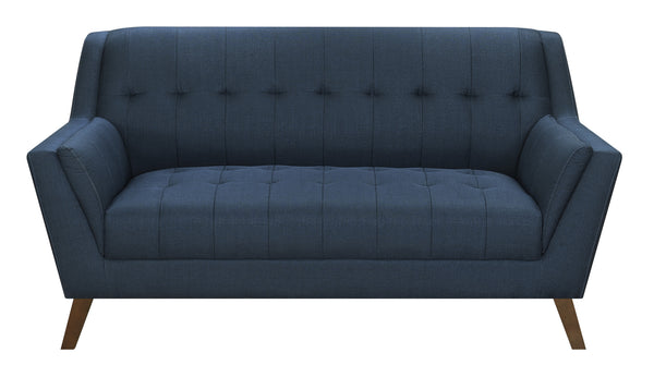 English Elm Wallace & Bay - Blue Mid-Century Loveseat in Navy Peacock Fabric — Stylish 2-Seater, Easy-Care, Compact 65.3"W Sofa B361P384454