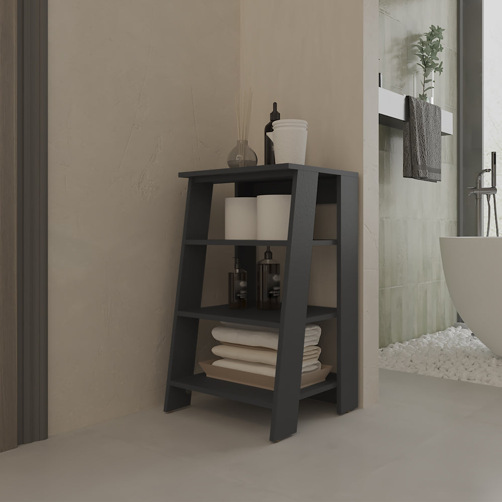 English Elm Bathroom Shelf Artesia Black - Multi-Level Engineered Wood Storage Tower, Tall Top Shelf for Vases and Towels (34.65"x18.5") B092P238722