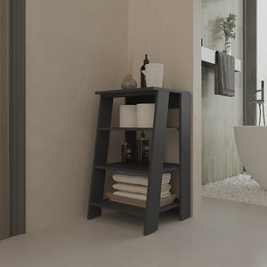 English Elm Bathroom Shelf Artesia Black - Multi-Level Engineered Wood Organizer with 4 Shelves for Towels & Decor B092P238722