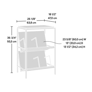English Elm Accent Adjustable Acacia Wood Accent Storage Shelf with Tilted Shelves, Metal Frame, Compact Multipurpose Organizer B356P354449