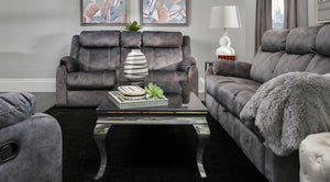 English Elm SONET Domino Upholstered Suede-Like Recliner Chair with Firm Cushy Seat and Light Rocking Comfort Gray 35 L x 30.3 W x 26 H B201P216045