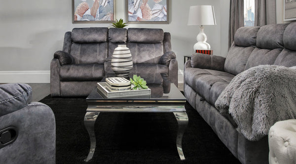 English Elm SONET Domino Upholstered Suede-Like Recliner Chair with Firm Cushy Seat and Light Rocking Comfort Gray 35 L x 30.3 W x 26 H B201P216045