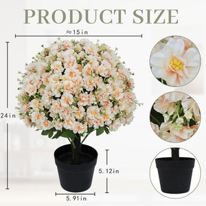 English Elm 24-inch Faux Snow Lotus Potted Arrangement Uv Resistant Lifelike Floral Set of Two White+Pink W2945P458460