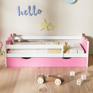 English Elm Kid's Twin Bed Frame Bamboo Mdf Build Star Moon Cutouts White Finish Toddler Bedroom W2992S00007