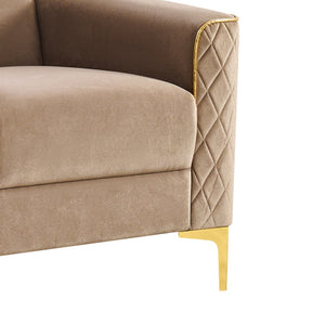 English Elm Lisa Quilted Ivory Accent Chair with Birch Frame Gold Steel Legs Pocket Coil Seat B009P441815