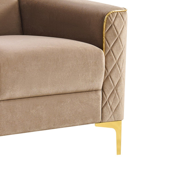 English Elm Lisa Quilted Ivory Accent Chair with Birch Frame Gold Steel Legs Pocket Coil Seat B009P441815