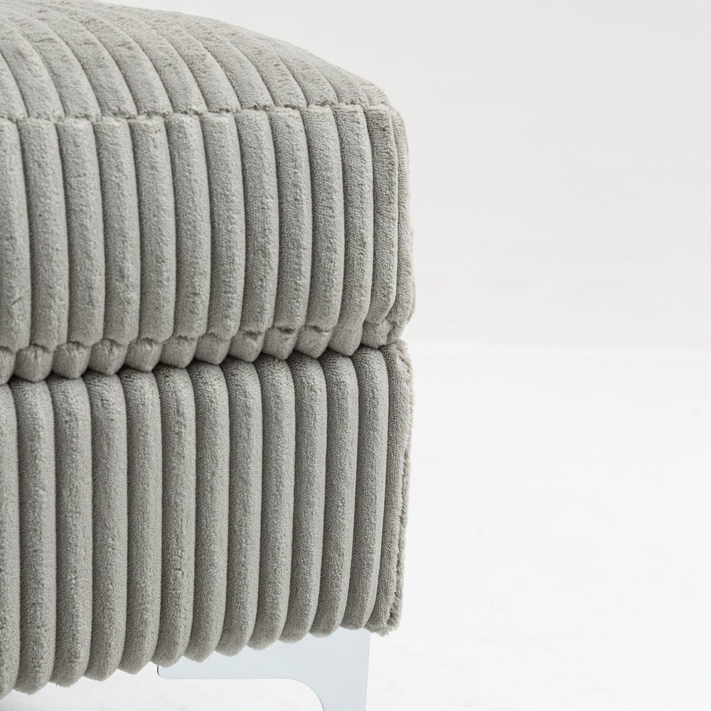 English Elm Modular Corduroy Storage Ottoman with Reversible Lid and Steel Legs — Compact Foam Seat, 250 lb Capacity Gray W3098P256998