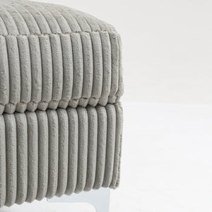 English Elm Modular Corduroy Storage Ottoman with Reversible Lid and Steel Legs — Compact Foam Seat, 250 lb Capacity Gray W3098P256998