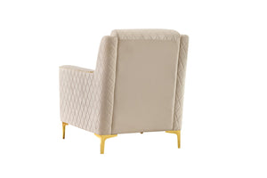 English Elm Lisa Quilted Ivory Accent Chair with Birch Frame Gold Steel Legs Pocket Coil Seat B009P441818