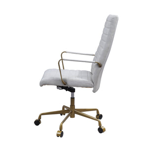 English Elm Duralo Vintage Off White Top Grain Leather Office Chair – 360° Swivel, Adjustable Height, Cushioned Comfort B2726P346935