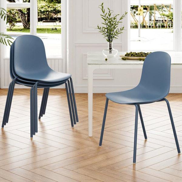 English Elm Modern Molded Plastic Stackable Dining Chairs Set of 4 with Slim Metal Legs Indoor Outdoor T3623P433664