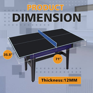 English Elm 6*3ft Foldable Mdf Ping Pong Conversion Top for Indoor Game Room Practice Black W1408P318965