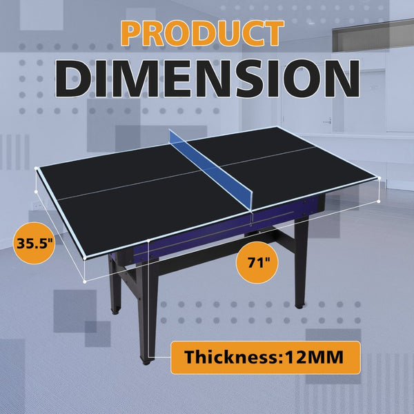 English Elm 6*3ft Foldable Mdf Ping Pong Conversion Top for Indoor Game Room Practice Black W1408P318965