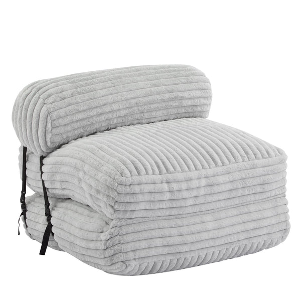 English Elm Christopher Knight Home® - Latina Cloud-Like Foldable Bean Bag Lounge Chair with Cylindrical Pillow, Light Gray Comfort Retreat N775P265519G