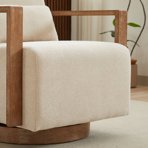 English Elm 29.13"w Boucle Swivel Accent Chair Open Back 360 Rotation Modern Lounge Seating Beige W3188P417947