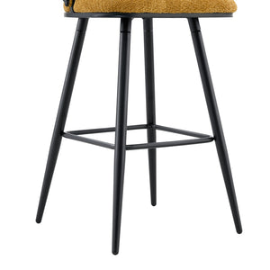 English Elm Set of 2 Chenille Upholstered Counter Stools with Iron Legs for Kitchen Islands Black,Yellow W3875P370852