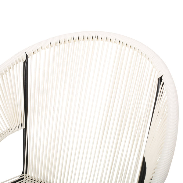 English Elm Christopher Knight Home® - NUSA Faux Wicker 3-Piece Outdoor Patio Chat Set with Rustproof Iron Frame, Curved Club Chairs & Loveseat White NUSA3PCSETWHI