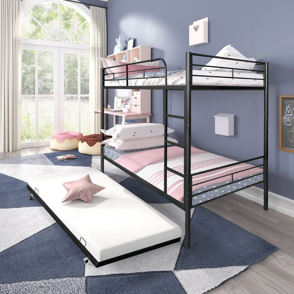 English Elm Separatable Twin-Over-Twin Bunk Bed With Trundle: Durable, Flexible, Space-Saving & Easy Setup! W427P292989-GIGA