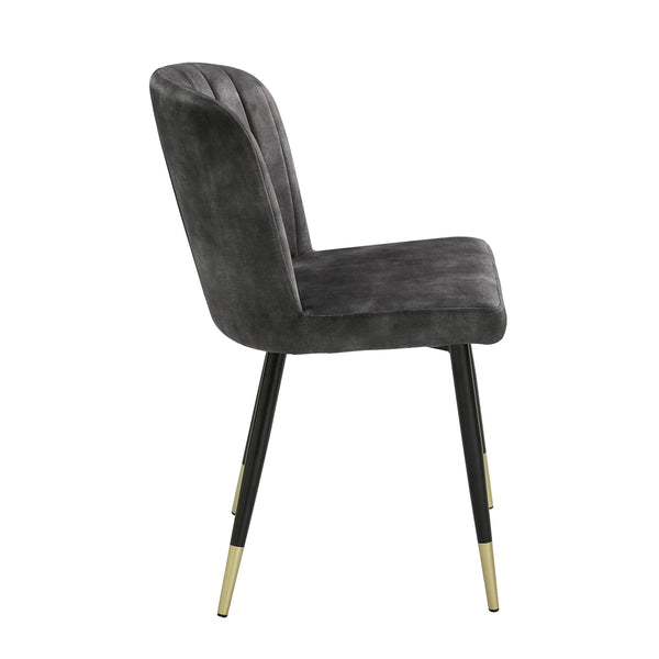 English Elm Modern Velvet Channel Tufted Dining Chairs Set of 2 with Black Metal Legs and Gold Accent Trim Charcoal 25.5 L x 25.5 W x 21.25 H B011P199726